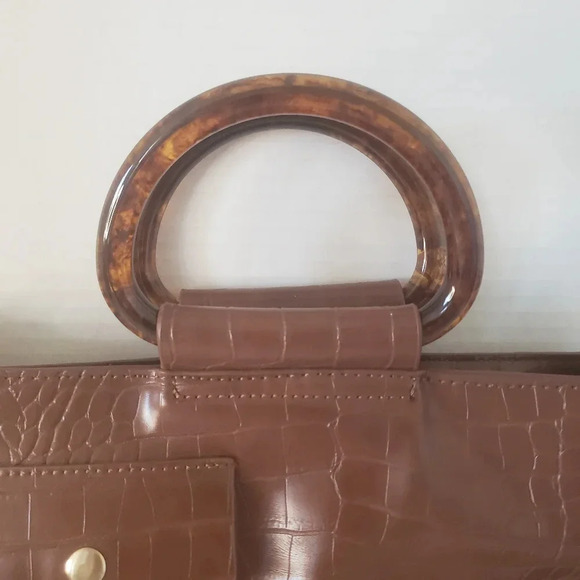 Studio 33 Looking Snatched  Brown Croc Embossed Bucket Bag. - Picture 6 of 9